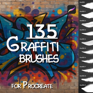 135 Graffiti Pinsel, Procreate Pinsel, iPad Pinsel, Graffiti Pinsel, Digitales Lettering, Procreate Bundle, Graffiti Sprühstempel