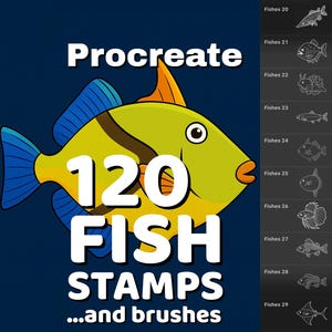 Procreate 120 Fish stamps and brushes