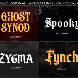 1290 Gothic lettering stamps, Procreate fonts for Tattoo & Streetwear design, Procreate calligraphy kit