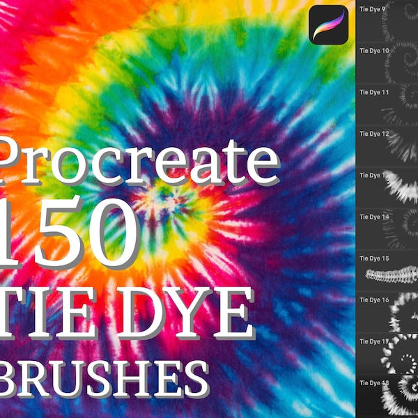 150 Tie Dye brushes, Procreate brushes, Gradient brushes pack, iPad brushes, Tye Dye brushset, Brush for Procreate, Tie Dye stamps pack