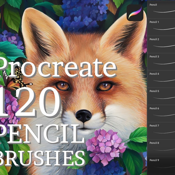 120 Pencil brushes, Procreate brushes, Graphite brushes, iPad brushes, Digital sketching, Pen brush for Procreate, Color pencil swatch pack