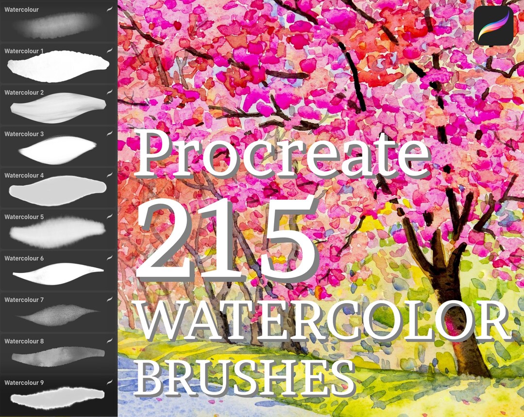 215 Watercolor Brushes, Procreate Brushes, iPad Brushes, Watercolor