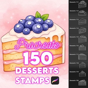 750 Food and drinks stamps bundle for Procreate
