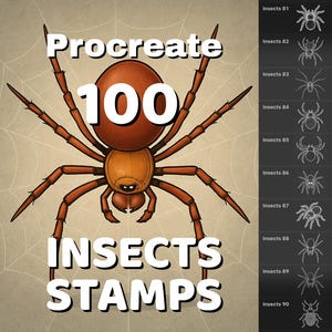 Procreate 100 Insect stamps, includes spiders, bees, ants, flies