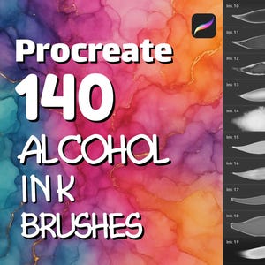 140 Alcohol Ink brushes for Abstract art, Watercolor Procreate brushes with Fluid organic texture
