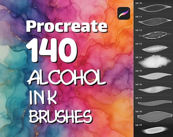 140 Alcohol Ink brushes for Abstract art, Watercolor Procreate brushes with Fluid organic texture