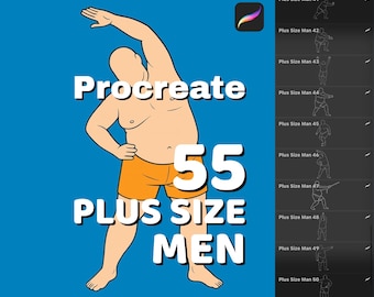 55 Plus Größe Männer Stempel, Procreate Mann Körper, Inklusive Herrenmode, Big & Tall Design