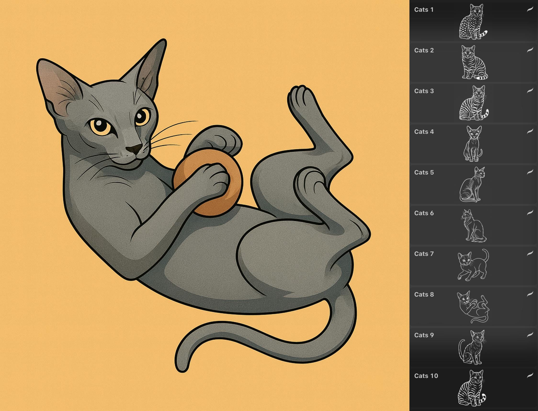 100 Procreate Cat Stamps Bundle: Various Breeds & Poses for Digital Pet ...