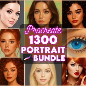 1300 Ultimate Portrait brushes, Procreate brushes for Character portraits, Hairs & Eyes stamps, Skin retouch