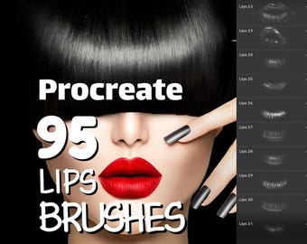 95 Lippenstempel, Lippen-Procreate-Pinsel für Porträtillustration und Charakterdesign, Werkzeugkasten zum Zeichnen von Gesichtern