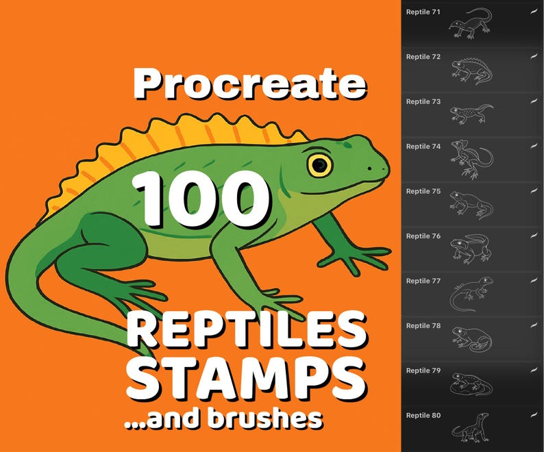 Procreate 100 Reptiles stamps and brushes