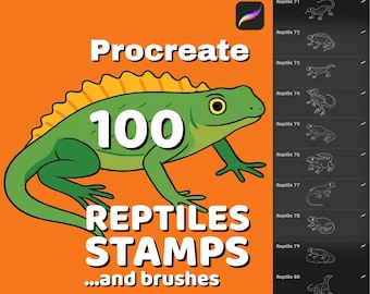 100 Procreate Reptilien-Stempel, digitale Illustration für Amphibien