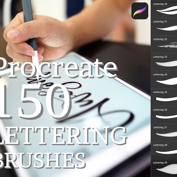 150 Lettering brushes, Procreate brushes, iPad brushes, Procreate brushset, Digital lettering, Brush for Procreate, Calligraphy brushes pack