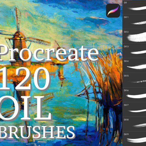 Art & Collectibles Oil Canvas Oil Texture 64 Oil Brushes for Procreate ...
