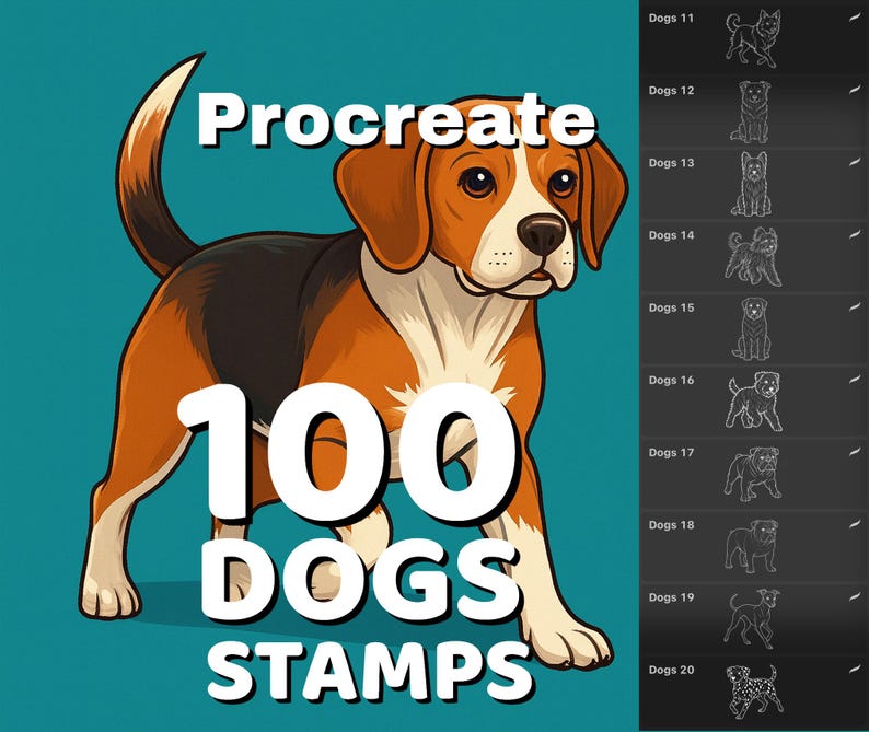 Procreate 100 Dogs stamps
