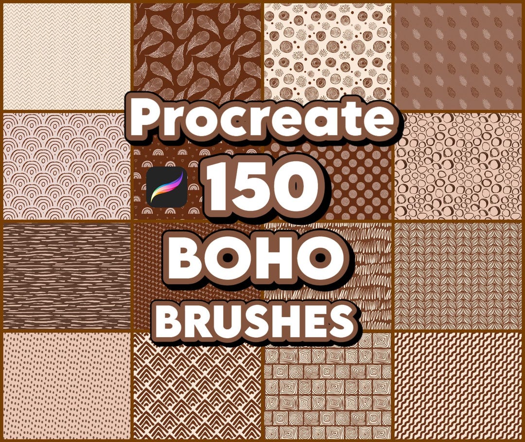 150 Patterns 150 Boho Patterns Brushes for Procreate, Cozy Seamless Patterns ...