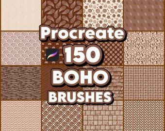 150 Boho-Pinsel für Procreate, gemütliche, nahtlose Muster, Pinselset mit geometrischen Formen, minimalistische Designs