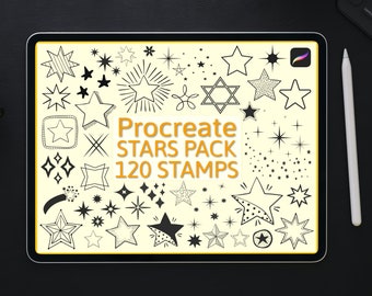 120 Star stamps bundle, Constellations Procreate star brushes, Sparkles & Fireworks for Digital art