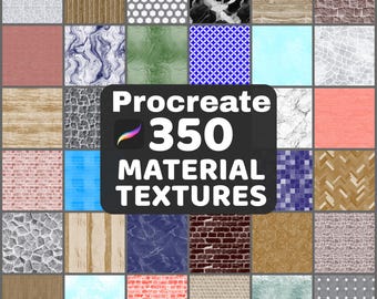 350 Material textures, Procreate brushes, Texture brushes bundle, Interior design tools, Wood & Marble brush