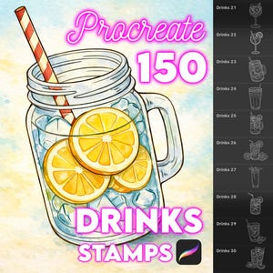 750 Food and drinks stamps bundle for Procreate