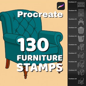130 timbri per mobili, pennelli Home Procreate per design d'interni, illustrazioni realistiche per la casa, architettura digitale