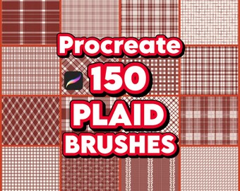 150 nahtlose karierte Procreate-Büsche, Tartan-Stofftexturen für digitale Modeillustrationen, kommerzielle Nutzung