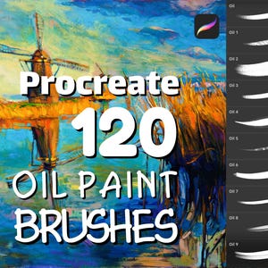 120 Oil brushes, Procreate brushes, iPad brushes, Realistic oil brushset, Digital brush, Oil brush for Procreate, Canvas texture brush pack