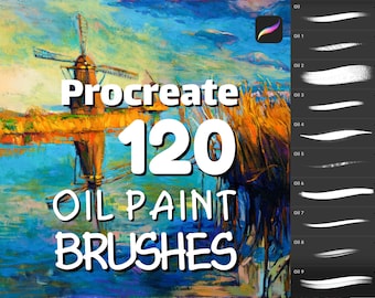 120 Realistic Oil brushes, Impasto Procreate brushes for professional fine art, Canvas texture pack