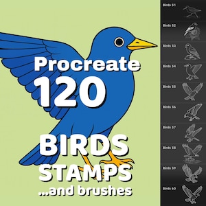 Procreate 120 Birds stamps and brushes