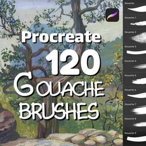 120 Gouache brushes, Procreate brushes, iPad brushes, Gouache brushset, Digital brushes, Gouache stamps pack, Realistic brush for Procreate