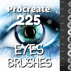 225 Eyes Procreate brushes bundle, Realistic lashes & brows stamps, Anatomy portrait, Procreate makeup set