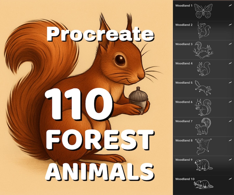 Procreate 110 Forest animals stamps