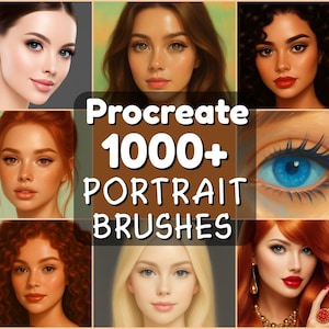 1000+ Procreate brushes, iPad brushes, Portrait brush for Procreate, Face brushes pack, Makeup digital brushes, Hairs brushes, Skin retouch
