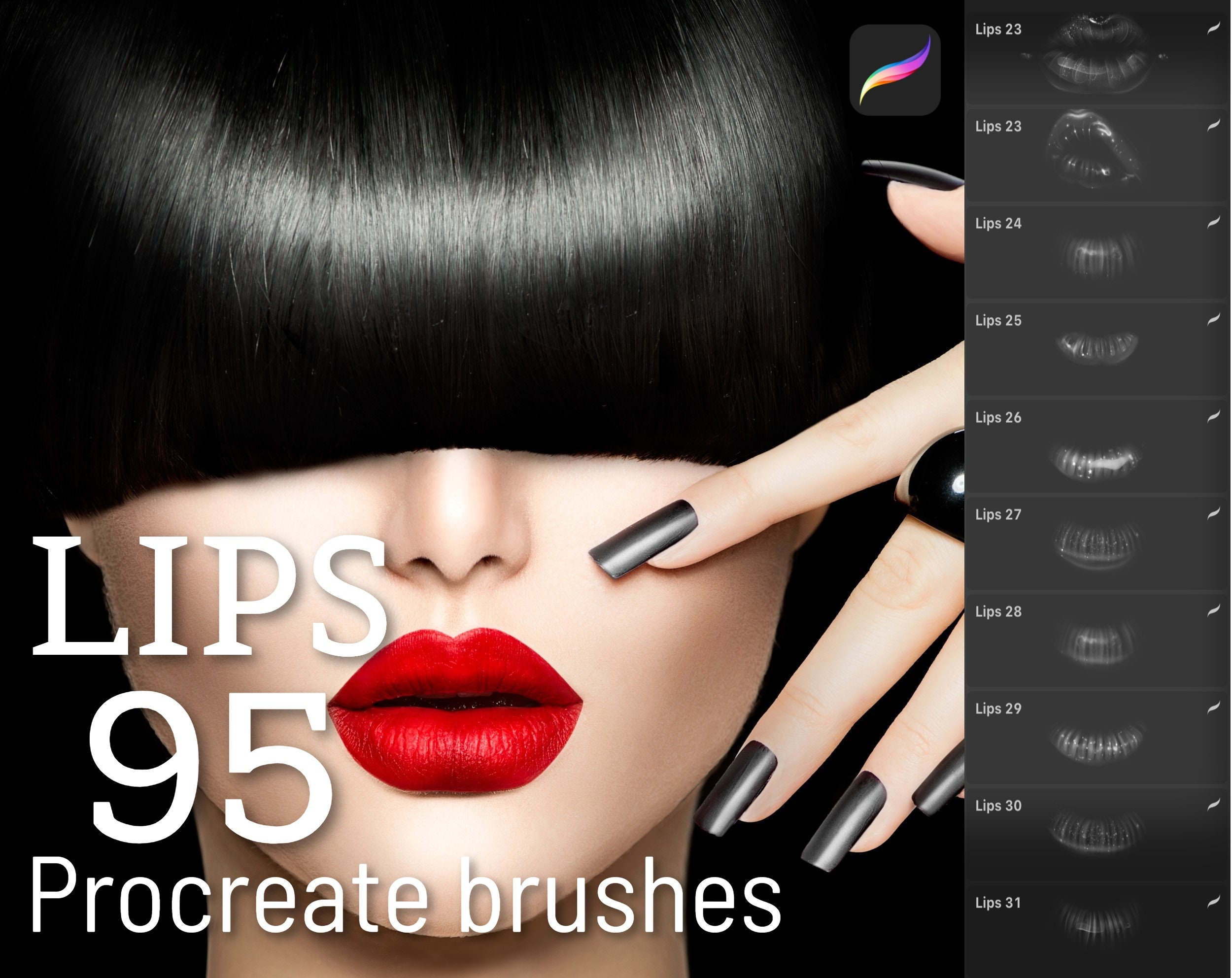 95 Lips Brushes Procreate Brushes Lips Stamps iPad Brushes Etsy