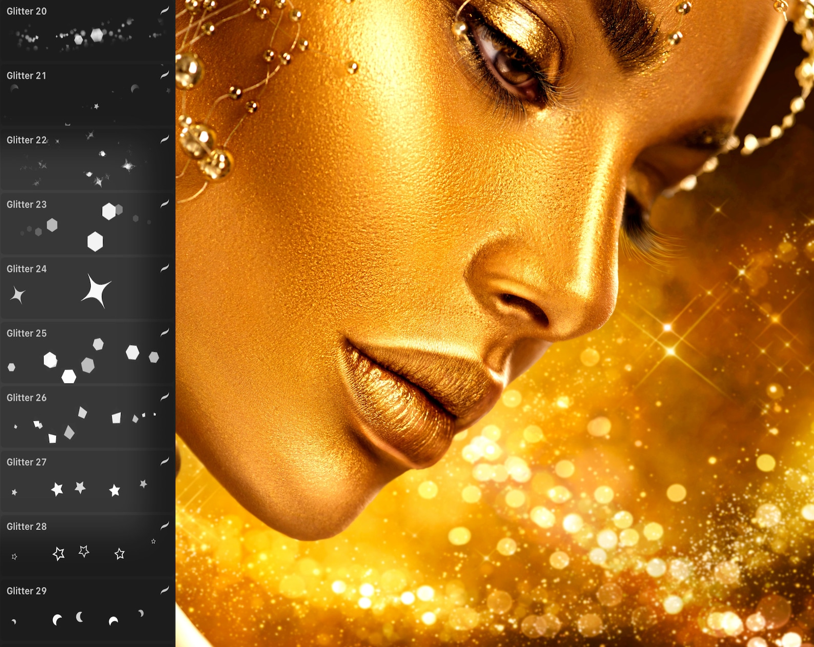 150 Glitter Brushes, Procreate Brushes, iPad Brushes, Digital Portrait