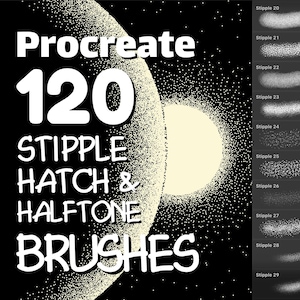 150 Voluminous brushes, Procreate brushes, Stipple brushes, Hatch brushes, iPad brushes set, Dots brushes pack, Halftone brush for Procreate