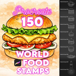 750 Food and drinks stamps bundle for Procreate