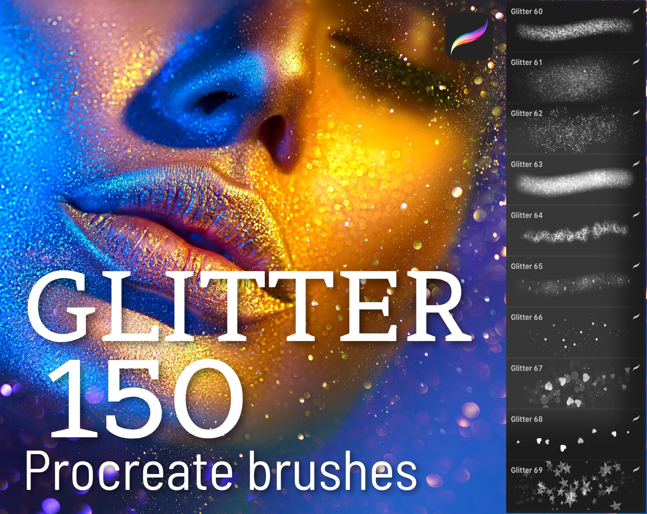 150 Glitter Brushes Procreate Brushes Ipad Brushes Digital Etsy