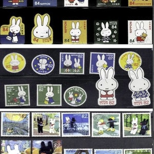 Japan 10 X to 30X  Gaspard and  Lisa, miffy off paper - fine used   stamps - for artist, crafting, scrapbooking...