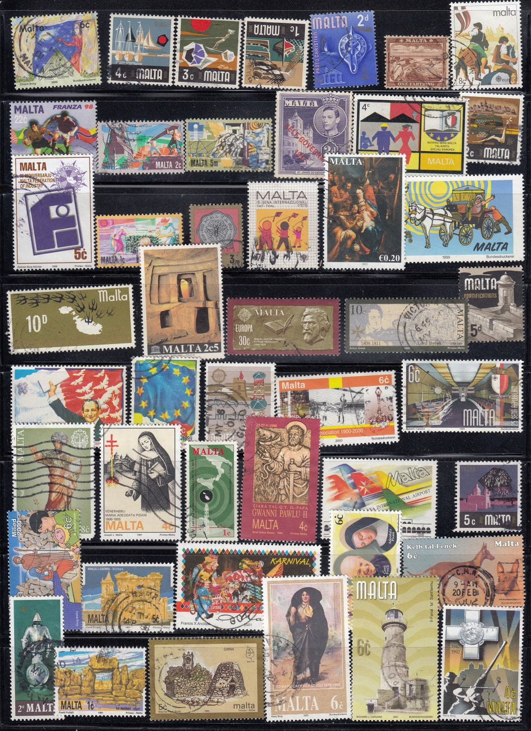 Malta Used Vintage Postage Stamp Lots off Paperall Different for