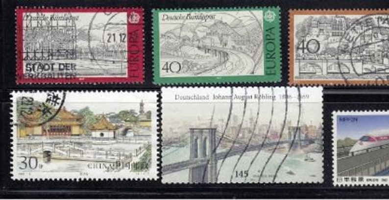 Vintage Bridge Used Postage Stamps All Different - for Stamp Collectors ...