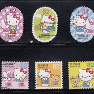 Japan 6X bis 20X Mischung mit ""Hello Kitty"" Gebrauchtes Stempelpapier für Stempelsammler, Künstler, Basteln, Scrapbooking ..."