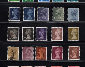 Série complète de 16 timbres-poste définitifs neufs de la reine Elizabeth  II de 1967. Timbres de Grande-Bretagne. Idéal pour collectionneur ou pour  travaux manuels. -  France