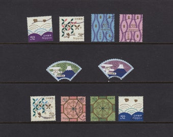 Japan  Designs  Used stamps  of 10  - off paper - for artist, crafting, scrapbooking...