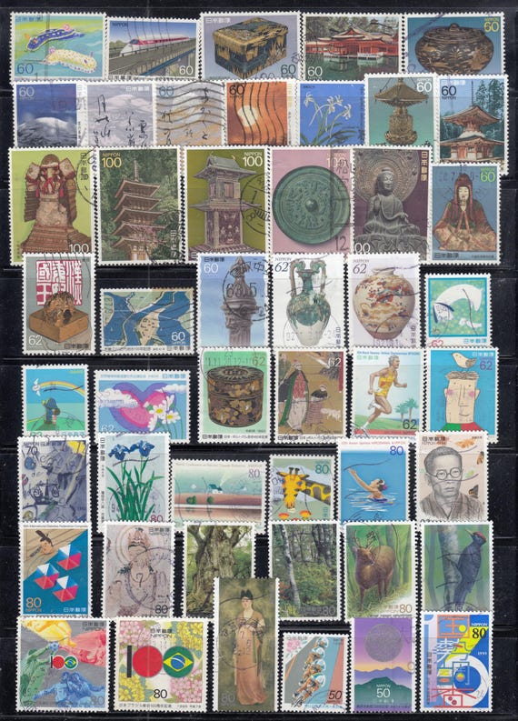 日本のヴィンテージ切手：使用済み、種類も様々 - Etsy 日本