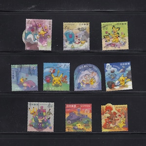 Colección de 10 sellos postales usados de Japón: Princesa Peach-Super Mario - Regalo de juego retro de Nintendo - para artistas, manualidades, álbumes de recortes...
