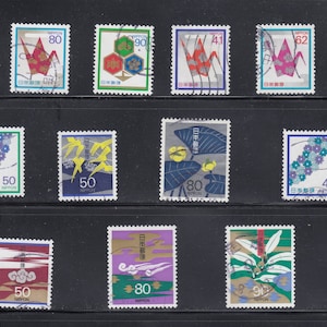 Nature in Japan Definitive -Condolences and  Congratulations used stamps for artist, crafting, scrapbooking...