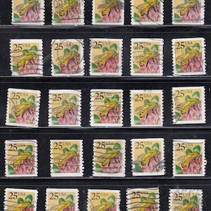 Used bee and flower stamps - off paper