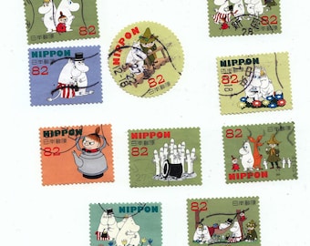 Sellos usados de dibujos animados japoneses: Moomin – Arte de animación, scrapbooking (usados)