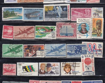 United States (US)- Vintage - AirMail - Used/mint stamp pack - for artist, crafting, scrapbooking...